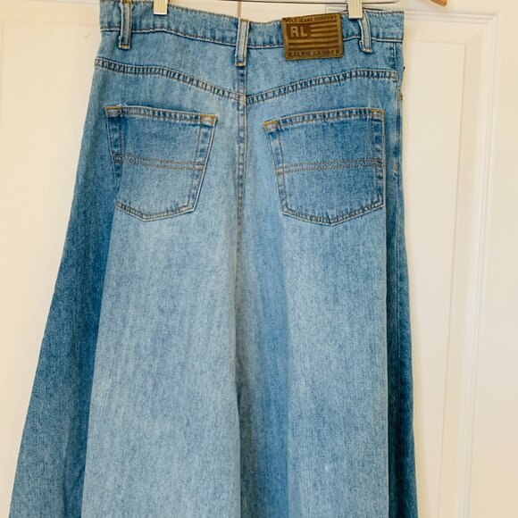 POLO JEANS COMPANY RALPH LAUREN VINTAGE Collectable Denim Maxi Circle Skirt - Picture 5 of 10